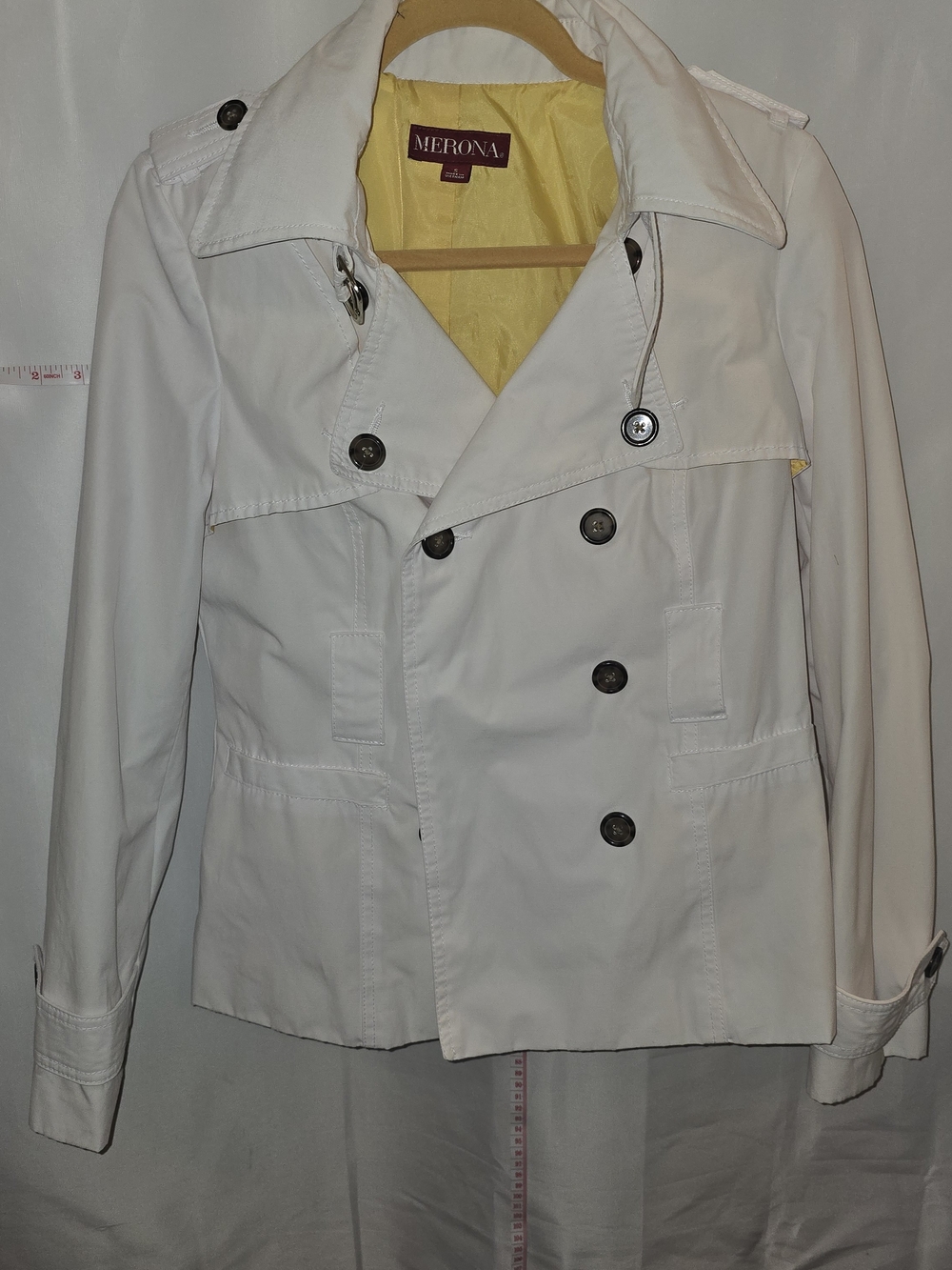 Merona Cream Double-Breasted Trench Coat with Yellow Lining